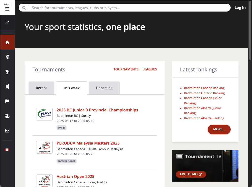 Badminton Canada's Tournament Software portal